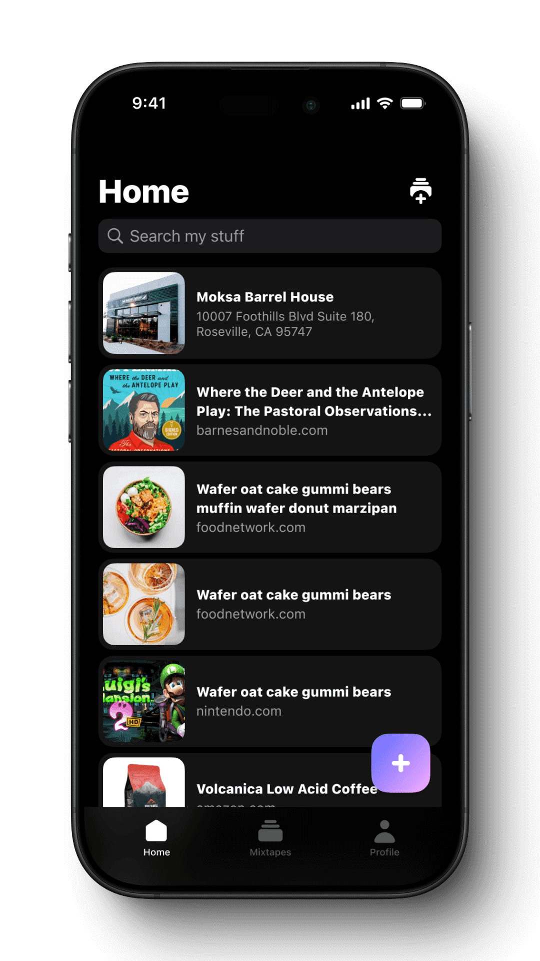Mixtape app interface screenshots